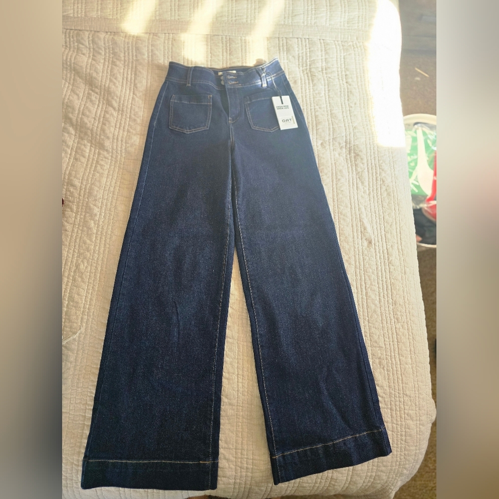 Oat New York Dark Blue Wide-Leg Jeans